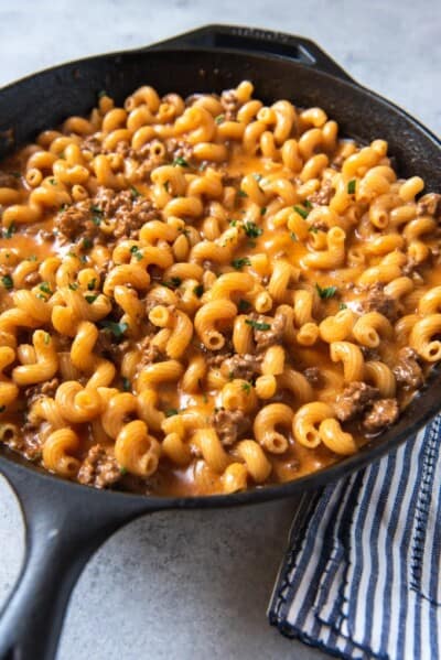 Homemade Hamburger Helper Cheeseburger Pasta Skillet House Of Nash Eats