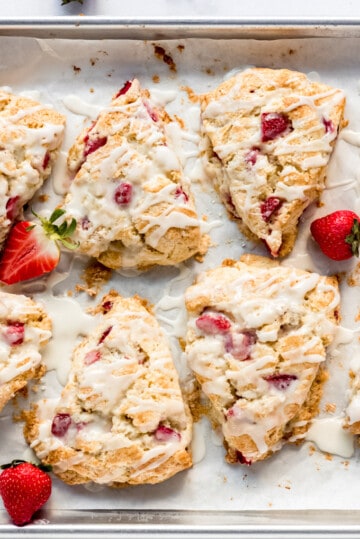 Vanilla Glazed Fresh Strawberry Scones Recipe House Of Nash Eats