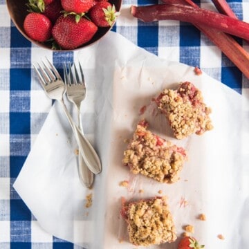 Strawberry Rhubarb Crumb Bars - House Of Nash Eats