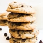 These soft & chewy chocolate chip cookies are everything you could ever want a chocolate chip cookie to be. They are a classic cookie recipe for thick and chewy chocolate chip cookies that are crispy around the edge, loaded with chocolate morsels in every bite, and chewy in the middle.  You're going to want a glass of milk.  