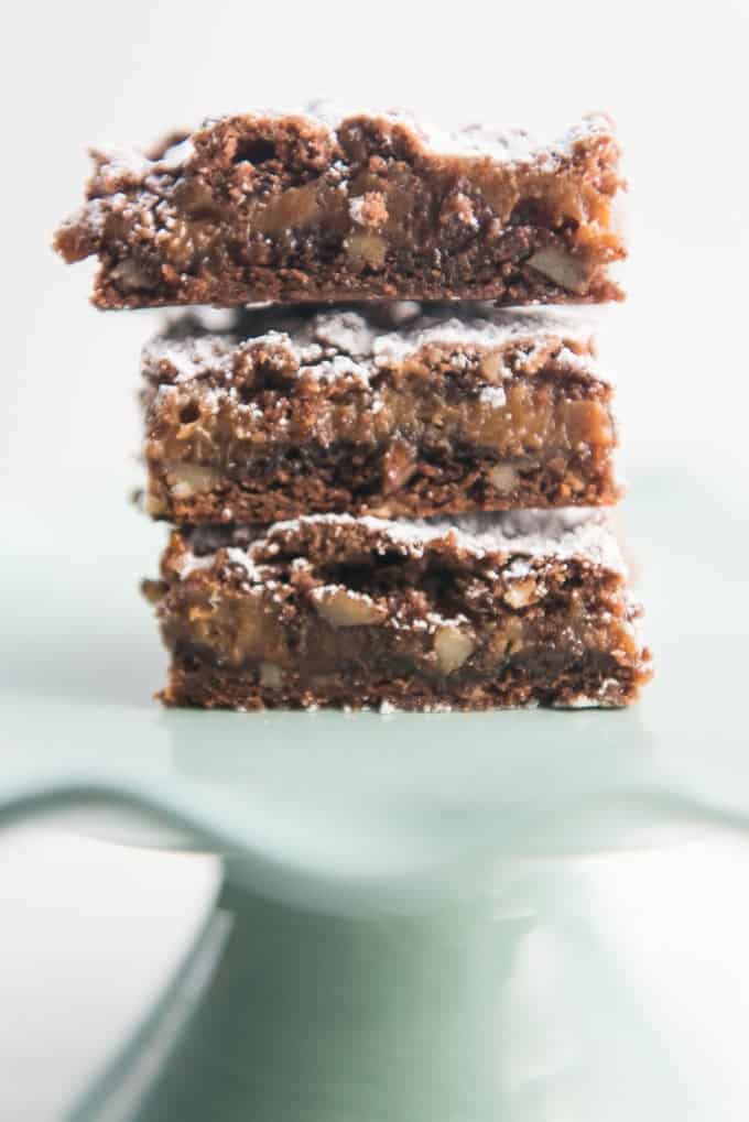 Rich, delicious semi-homemade brownie studded with chopped pecan pieces and a layer of gooey soft caramel in the middle, these easy caramel pecan brownies are definitely a family favorite. You have to try them!