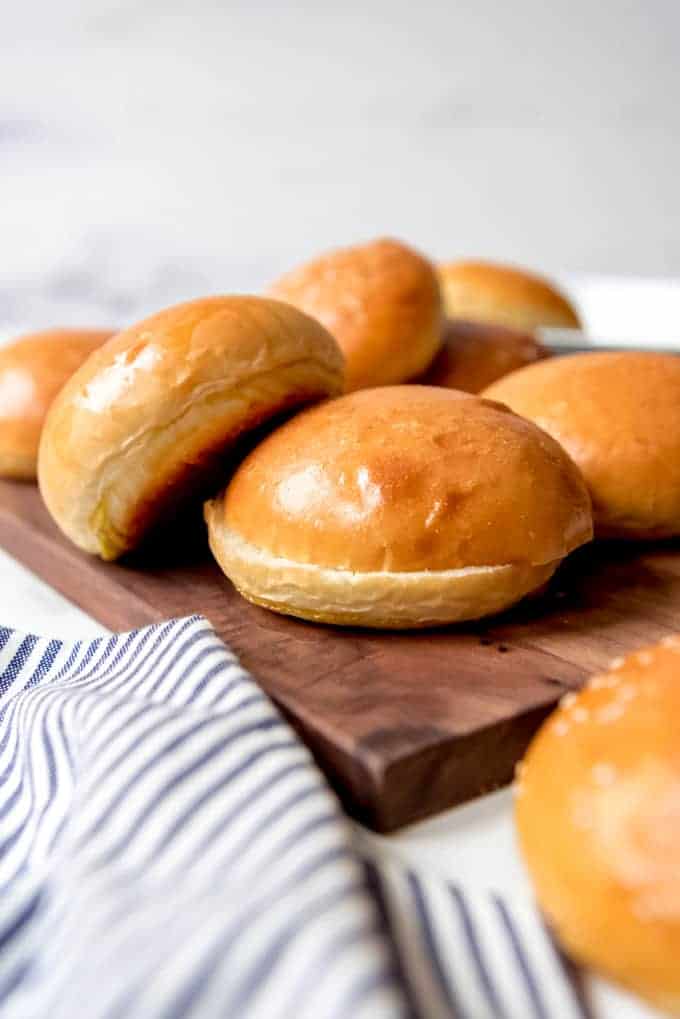 An image of fresh sliced brioche buns.