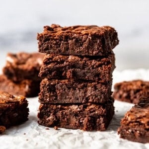 Four brownies stacked on top of each other.