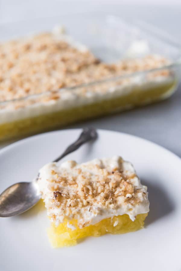 Lemon Pineapple JellO with Pineapple Whipped Cream Topping House of