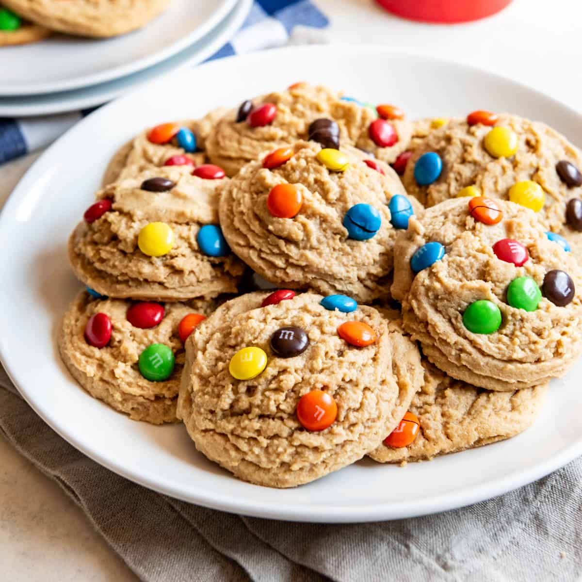 Big, Soft Baked Peanut Butter M&M Cookies