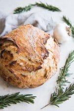 Roasted Garlic & Rosemary No-Knead Artisan Bread - House of Nash Eats