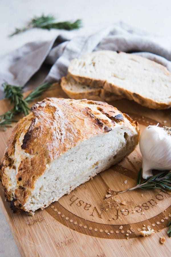 Roasted Garlic Rosemary No Knead Artisan Bread House Of Nash Eats