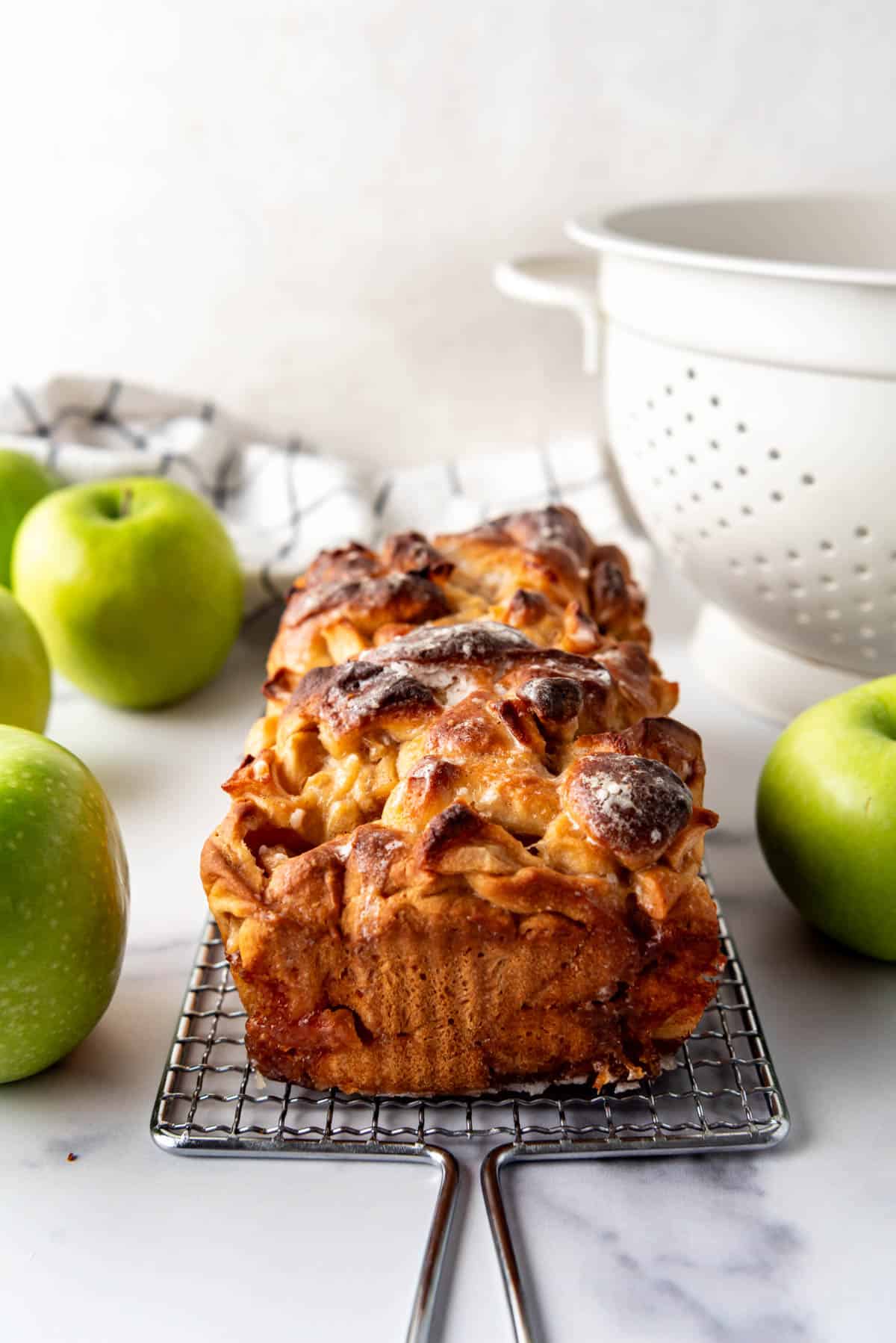 A l oaf of apple fritter bread.