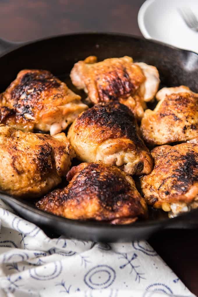 Crispy Cast Iron Skillet Chicken Thighs With Video House Of Nash Eats
