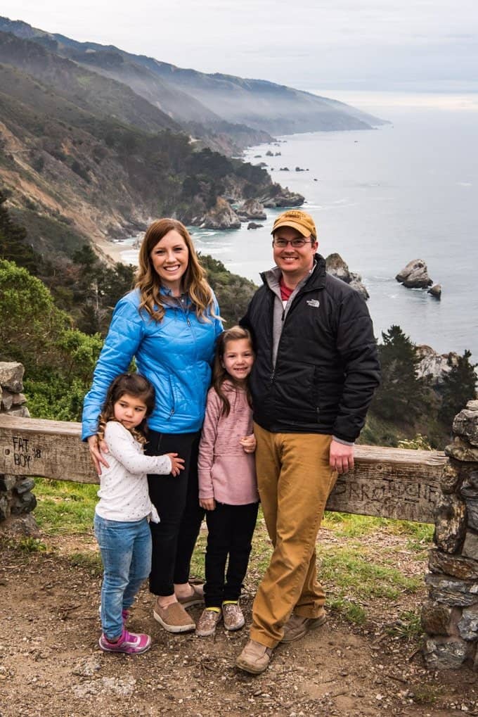 An image of a family traveling in Big Sur with kids.