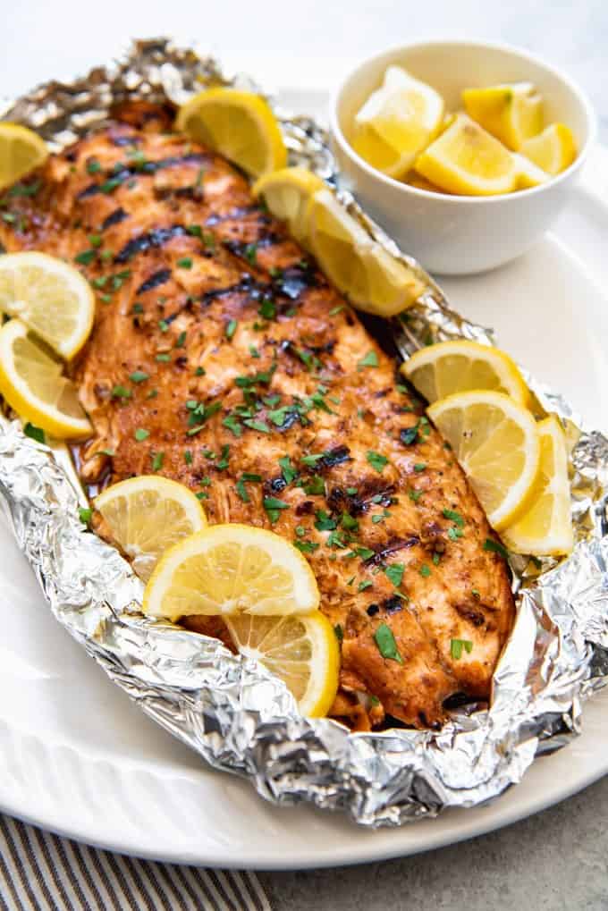 Grilled Soy Brown Sugar Salmon in Foil - House of Nash Eats