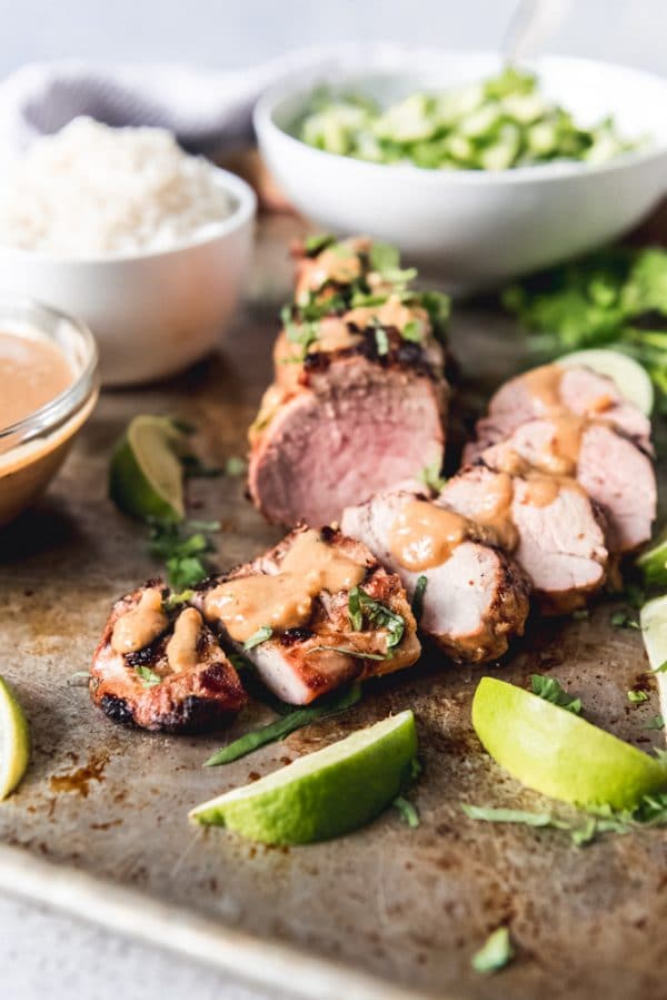 Grilled Thai Pork Tenderloin With Coconut Lime Peanut Sauce House Of Nash Eats