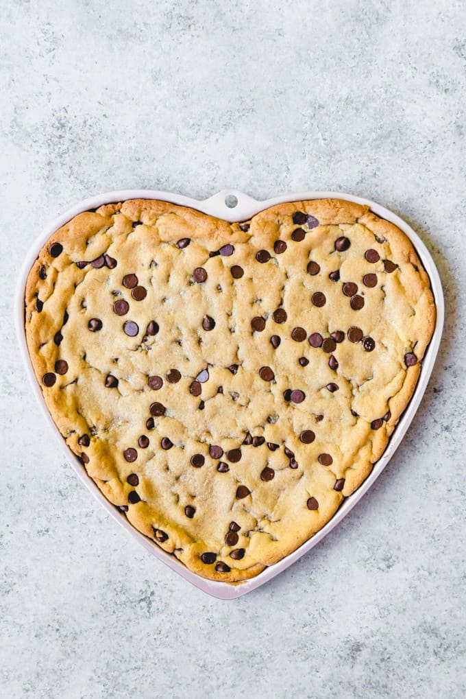 An image of a giant cookie shaped like a heart for Valentine's Day.