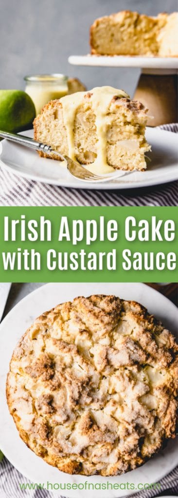 irish apple cake with custard sauce