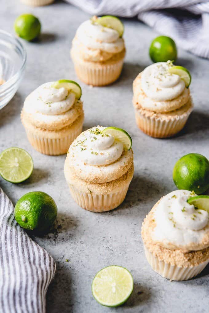 Key lime cupcakes with key lime frosting and graham cracker crumbs are like key lime pie but in cake form.