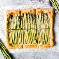 asparagus tart sliced into 6 pieces