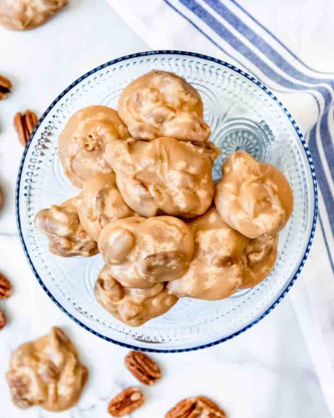 An image of southern pecan pralines on a plate.