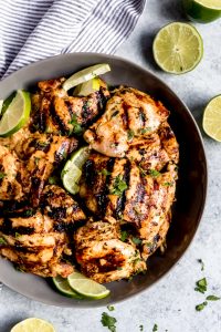 Grilled Cilantro Lime Chicken Thighs on a plate
