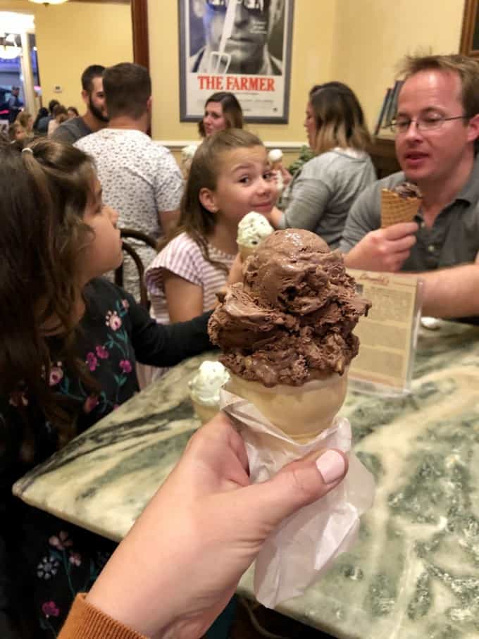 An image of an ice cream cone from Leopold's in Savannah, Georgia.