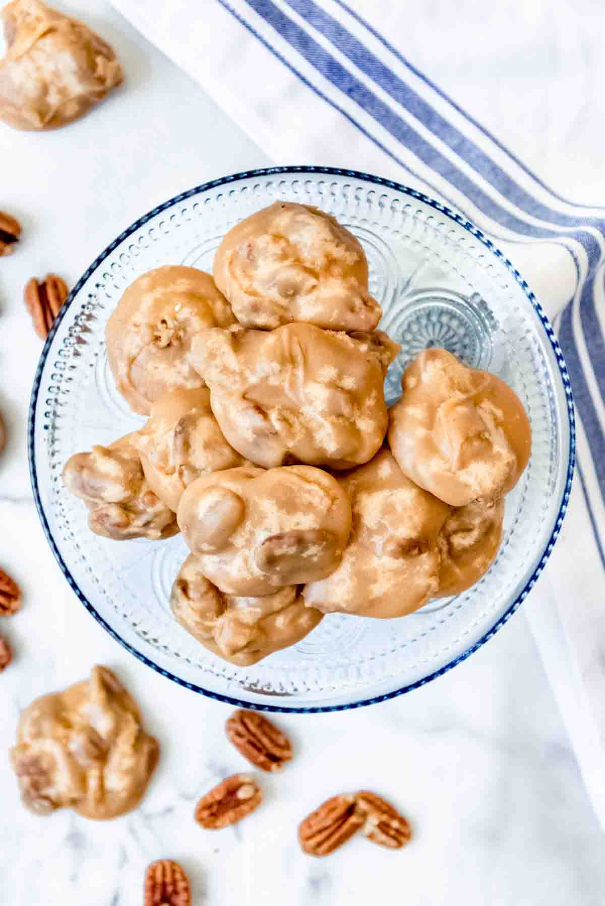 An image of southern pecan pralines on a plate.