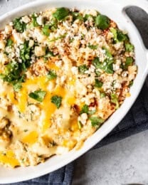 An image of dish of hot, creamy corn dip.