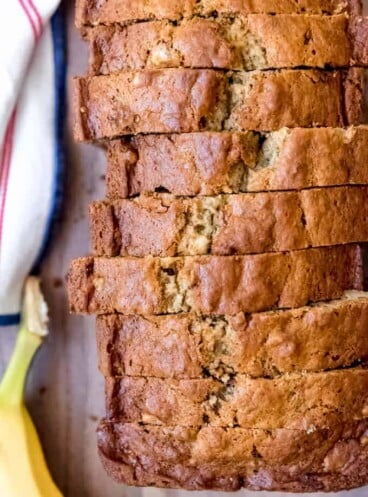 An image of a loaf of homemade banana bread.