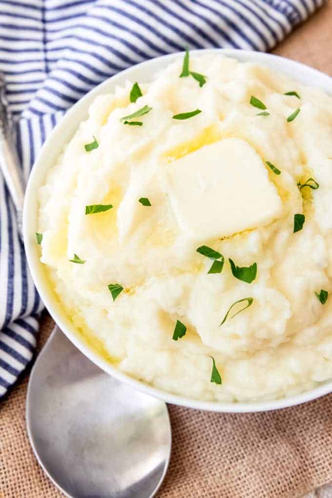 An image of the best mashed potatoes with butter on top.