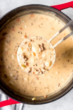 Cheeseburger Soup with Bacon - House of Nash Eats