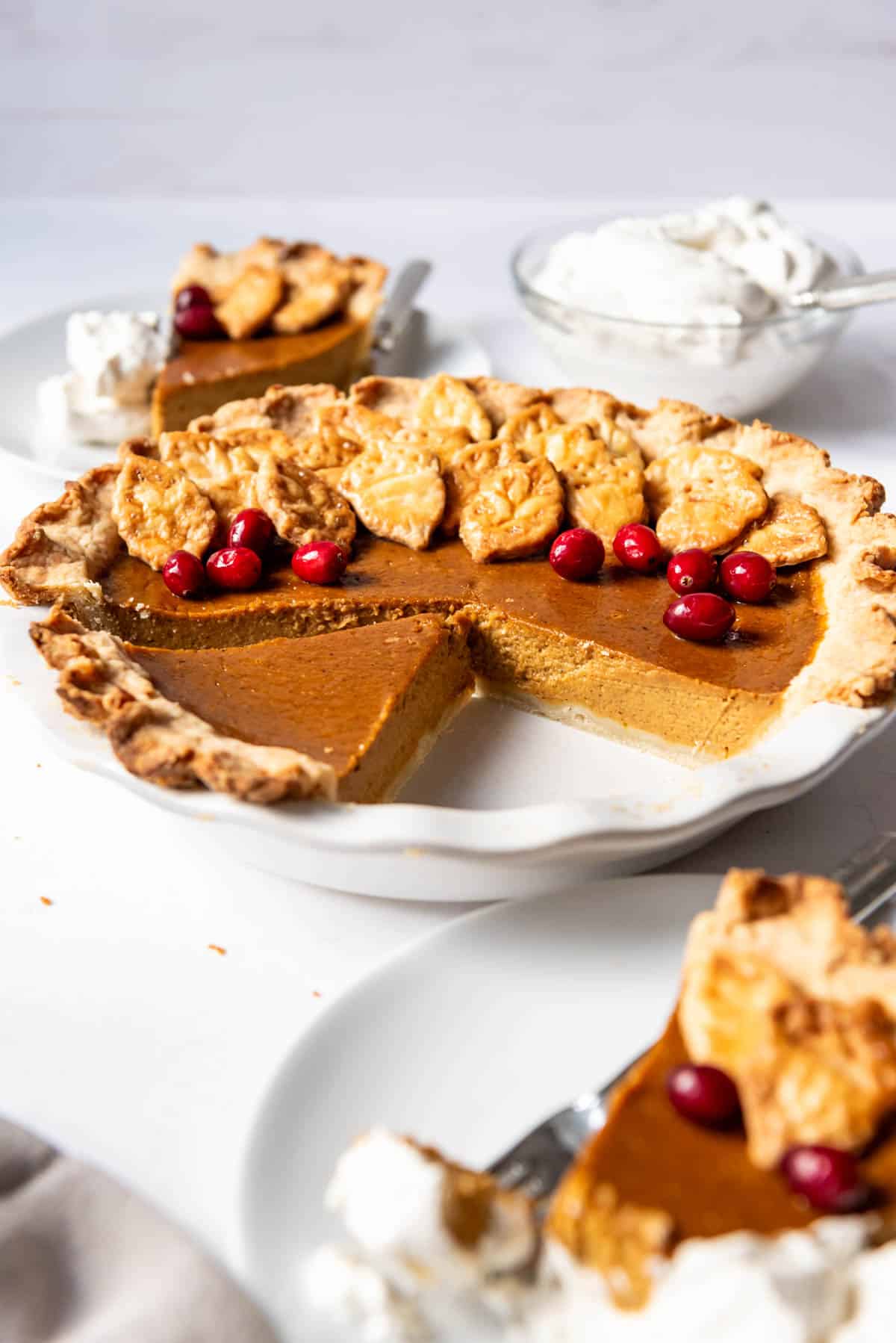 An image of a pumpkin pie from scratch.