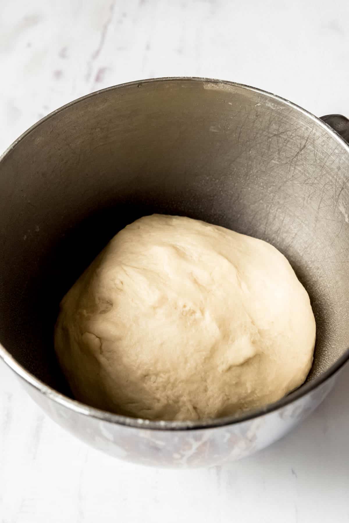 Kneaded roll dough ready to proof.
