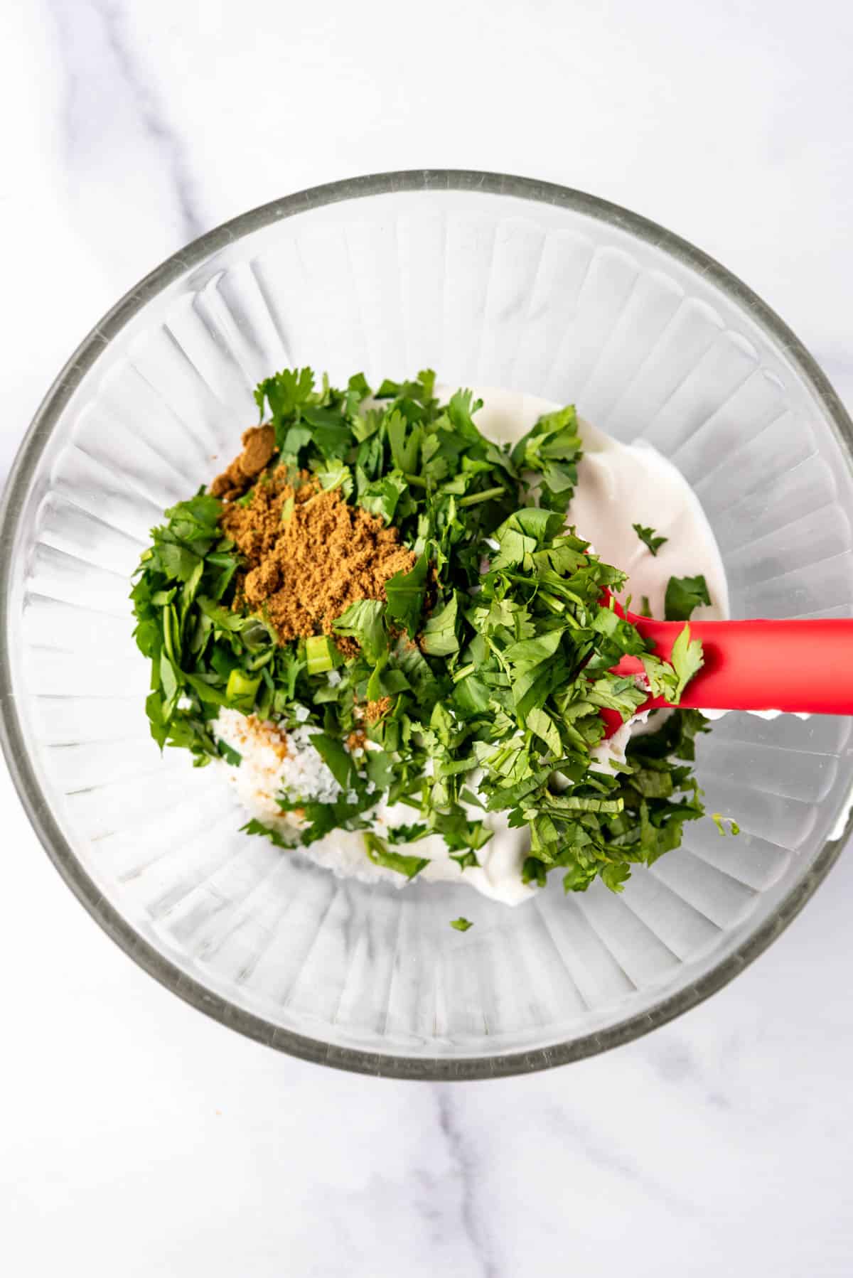 Sour cream chili topping in a bowl.