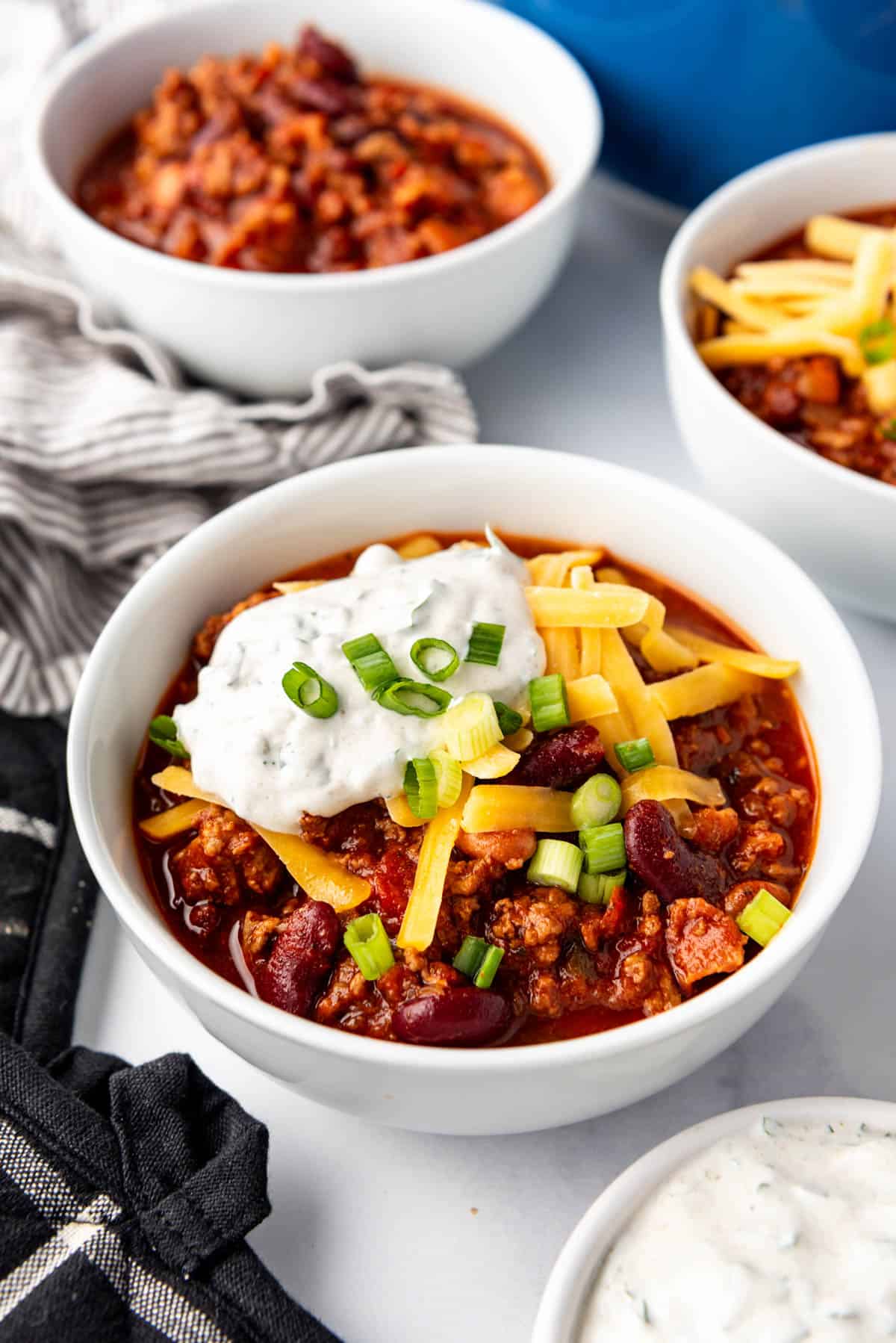 A side image of bowls of chili.