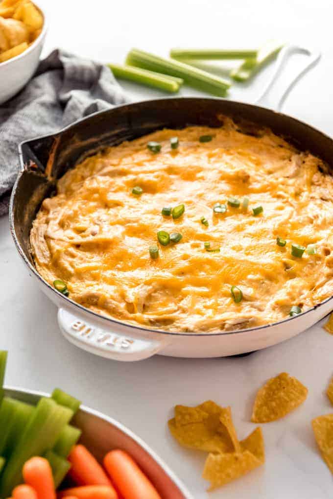 an easy party dip in a cast iron skillet