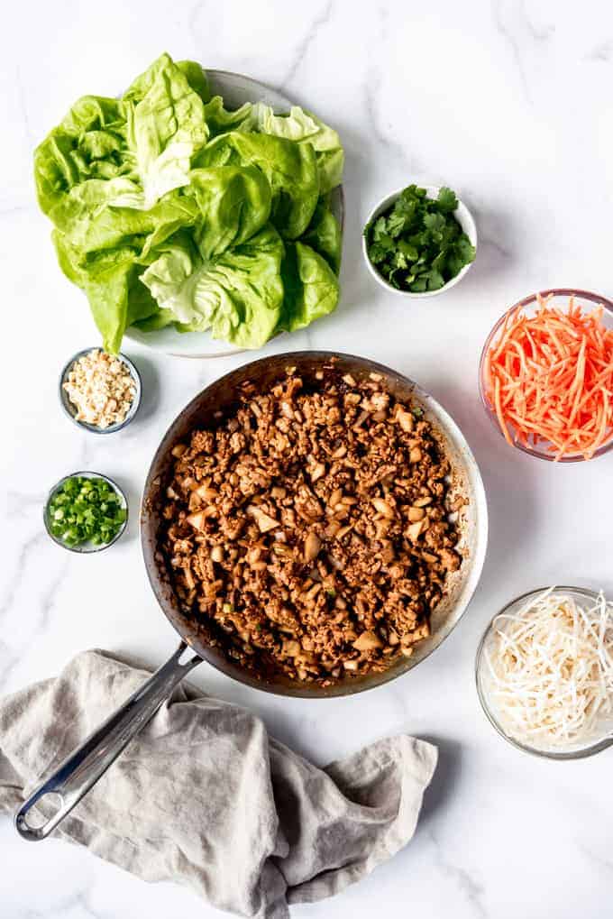 An image of the ingredients for Asian lettuce wraps.