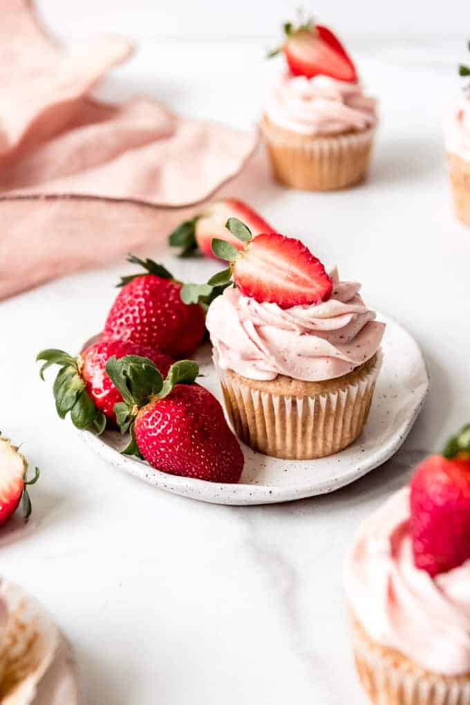An image of homemade strawberry cupcakes.