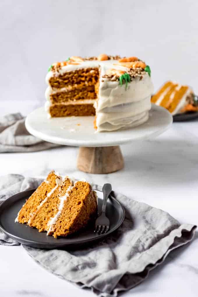 An image of carrot cake without raisins, coconut, or pineapple.