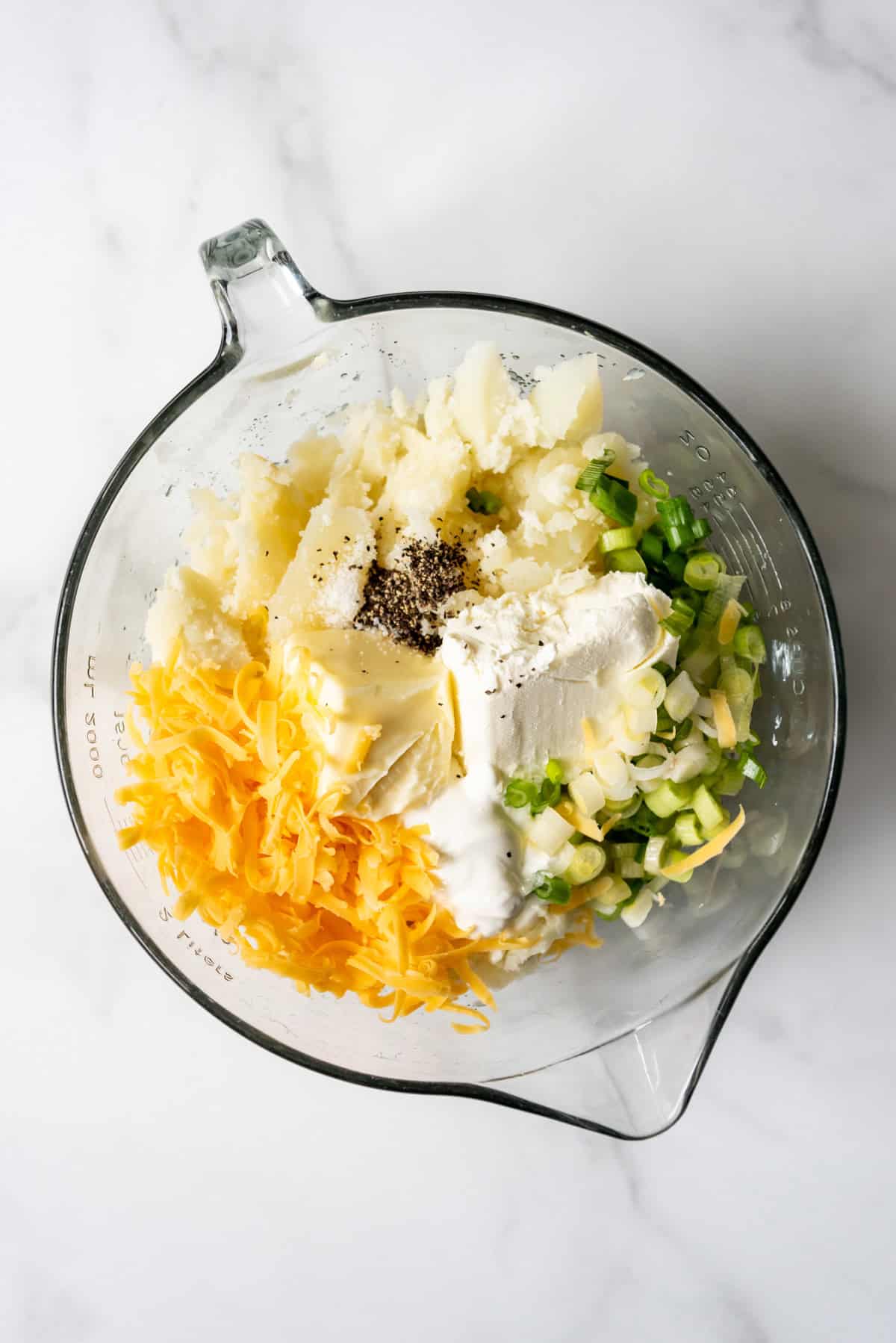 An image of the ingredients for making twice baked potatoes.