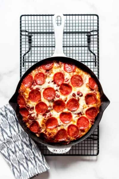 Cast Iron Pan Pizza (Copycat Pizza Hut Pizza Recipe) - House of Nash Eats