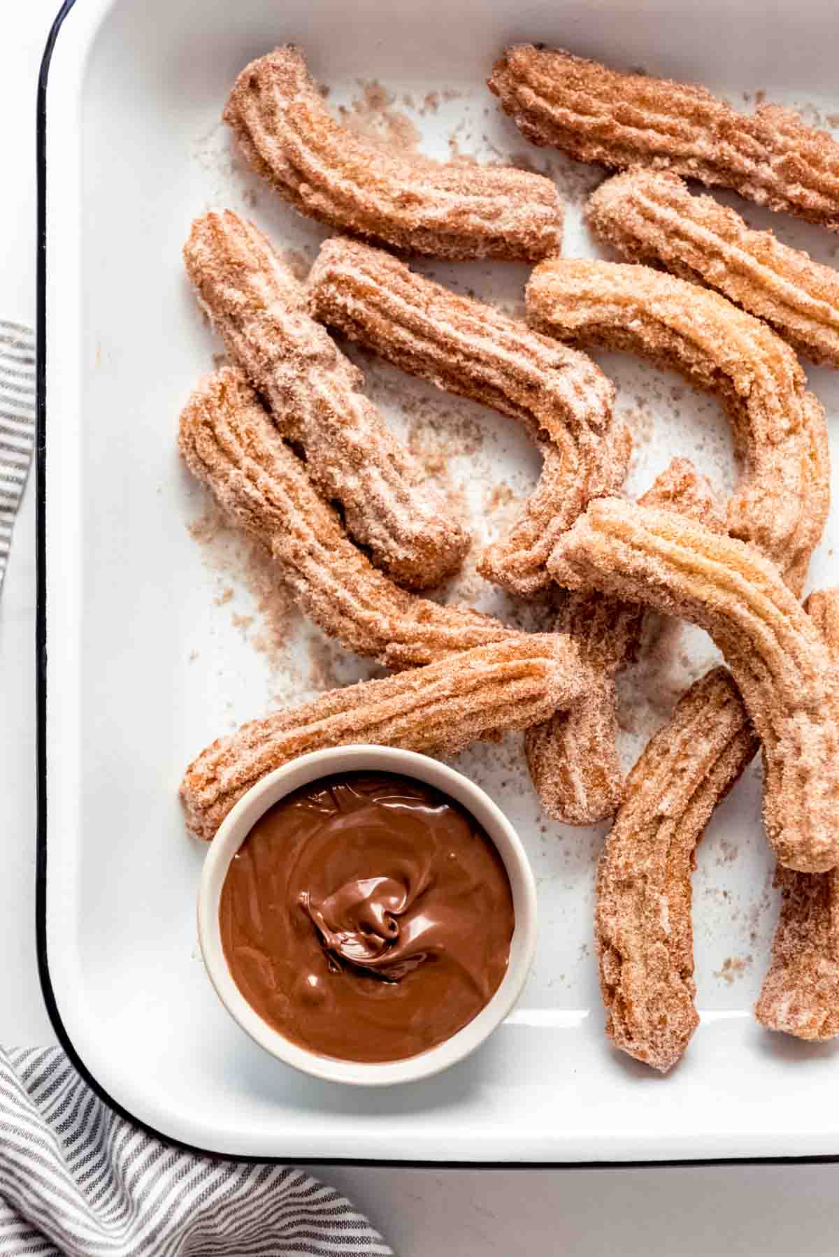 Homemade churros with nutella for dipping.