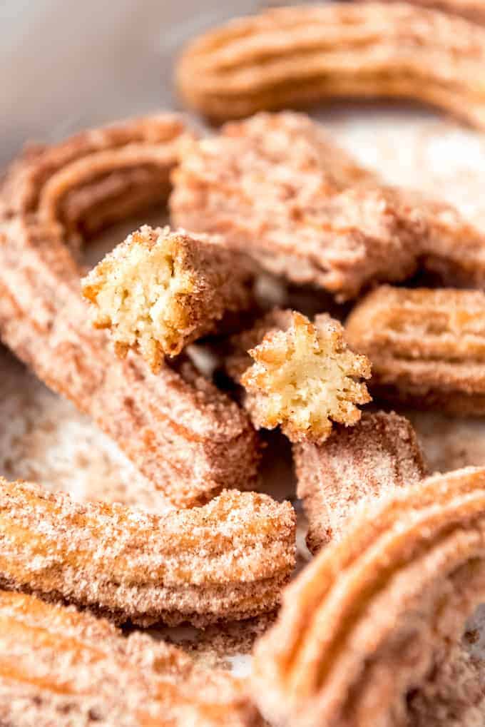 An image of homemade Churros made from scratch.