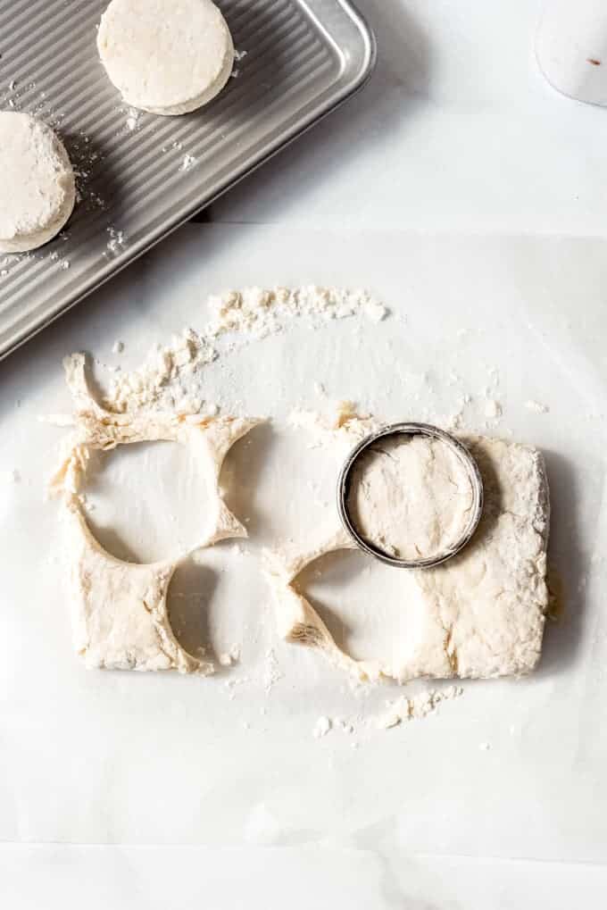 Cutting circles out of biscuit dough