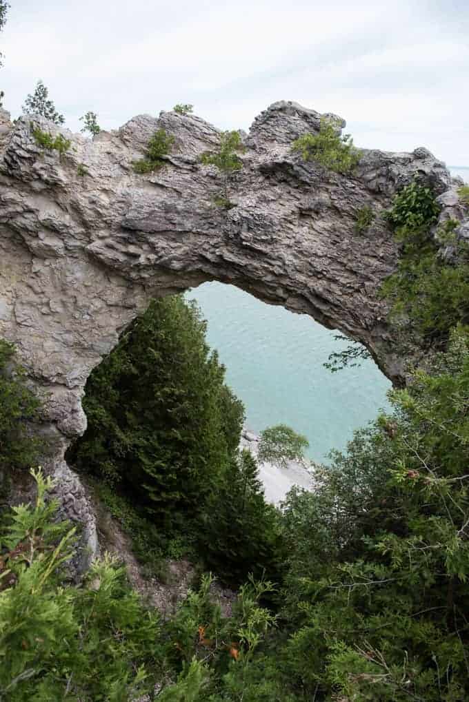 A view of Arch Rock on Mackinac Island in Michigan.