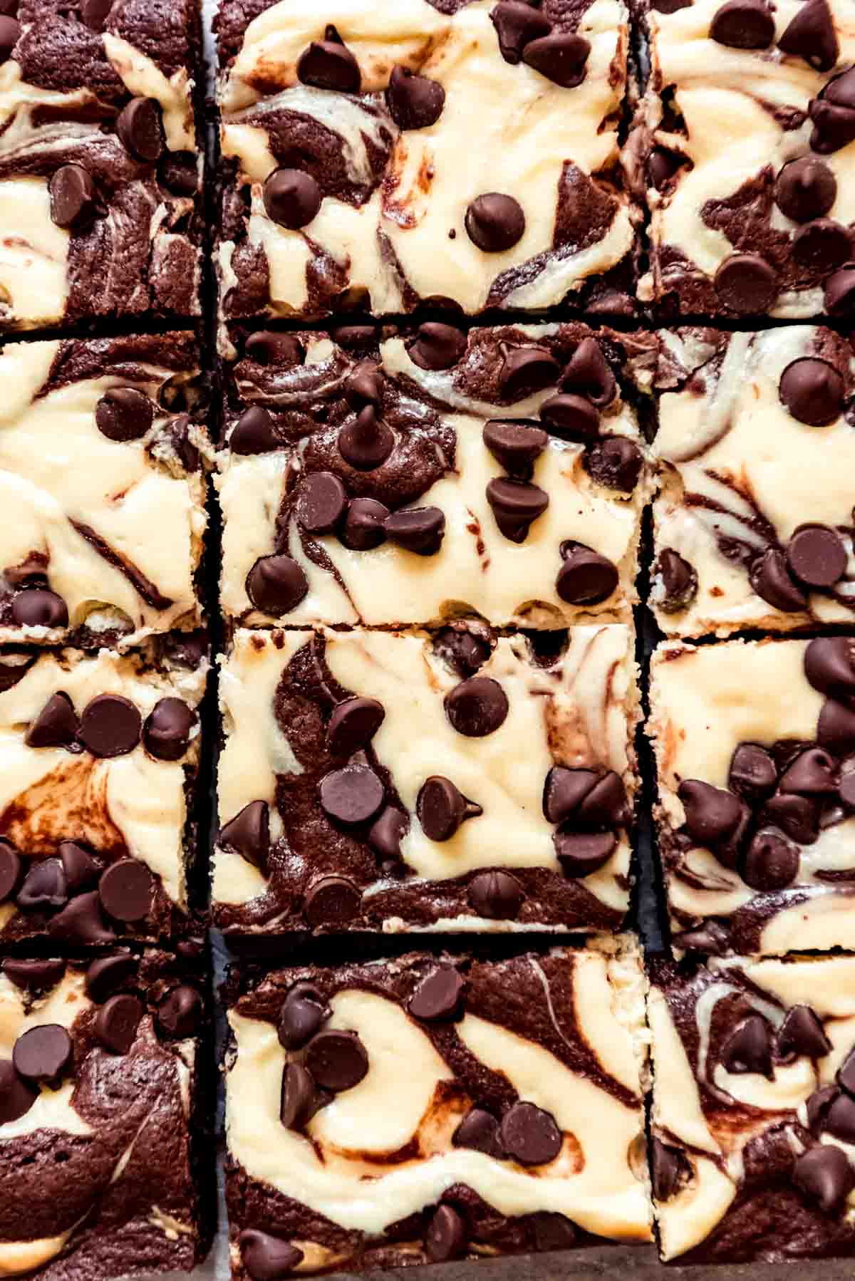 Close up of cream cheese brownies.