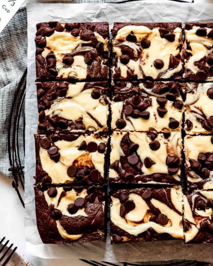 Close up of cream cheese brownies.