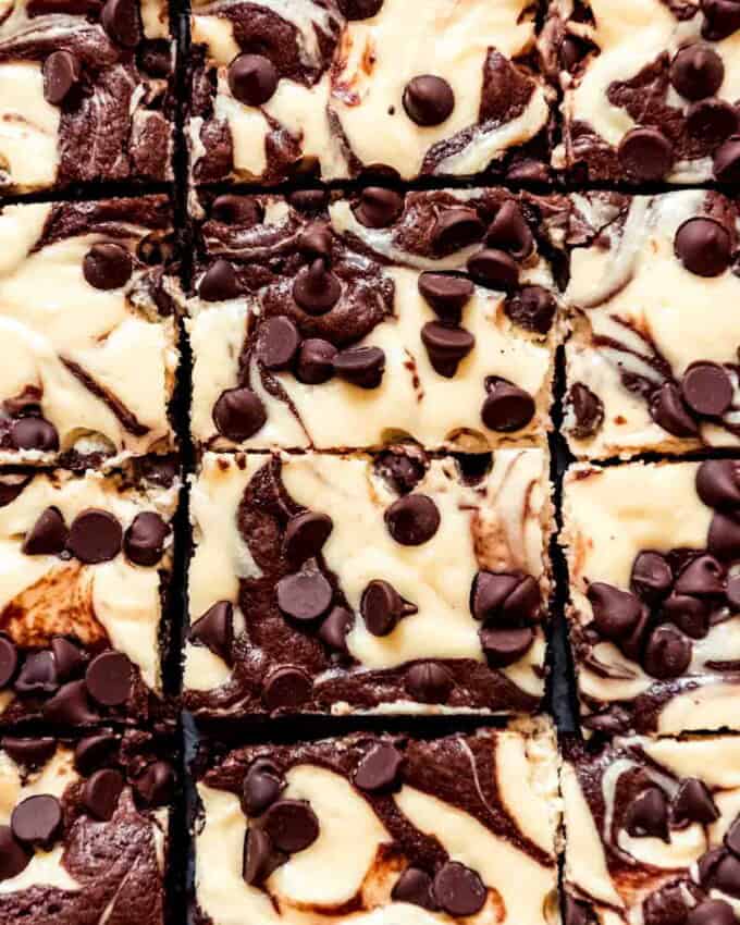 Close up of cream cheese brownies.