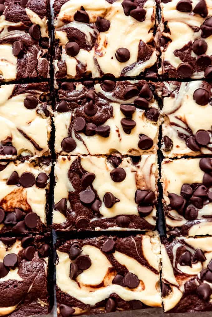 Close up of cream cheese brownies