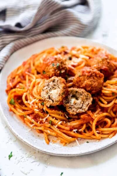 Mozzarella Stuffed Meatballs - House of Nash Eats