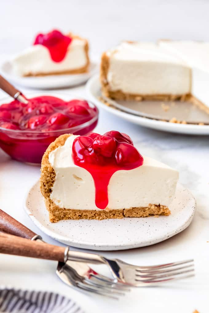No-bake Cheesecake slice with cheery topping