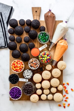 A decorate your own Halloween cupcake board.