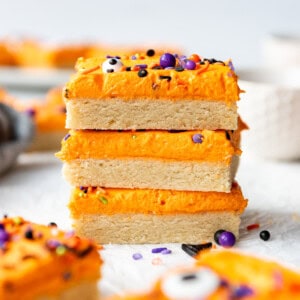 Stack of three sugar cookie bars.